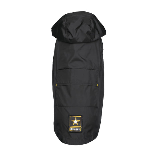 Black Packable Dog Raincoat - US Army